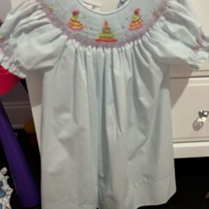 Light Blue Smocked Kids Dress